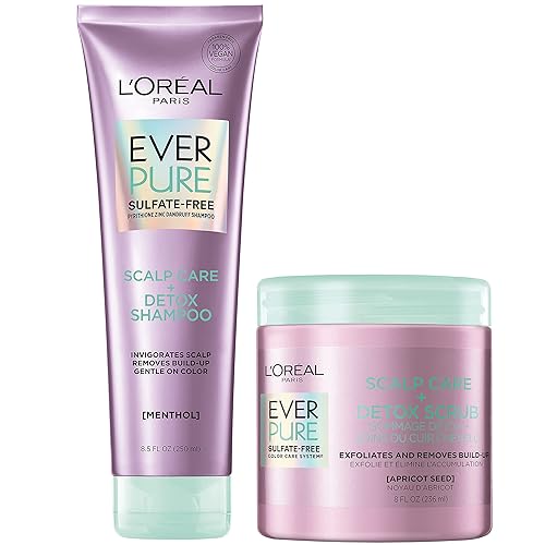 LOreal Paris EverPure - Champú desintoxicante para el cuidado del cuero cabelludo sin sulfatos anticaspa revitaliza el cuero cabelludo elimina el