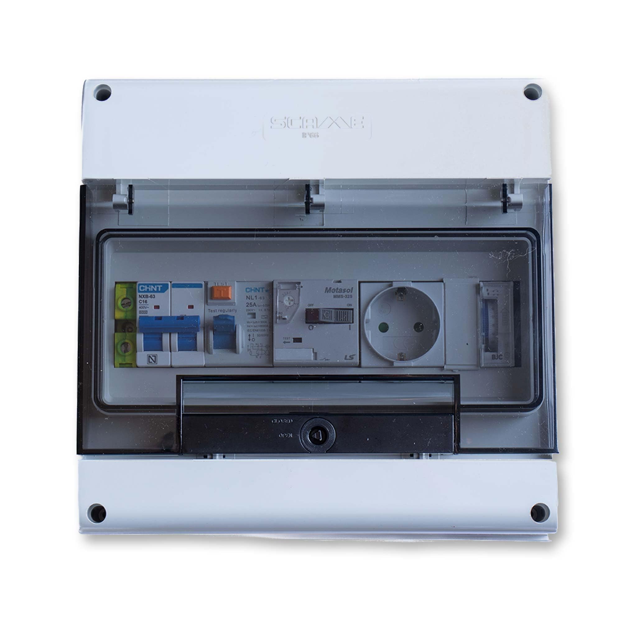 Cuadro Eléctrico para Depuradora de Piscina Fabricado en España | Bomba hasta 2CV | Guardamotor + Diferencial + Temporizador + Toma de Corriente | IP65 Exterior