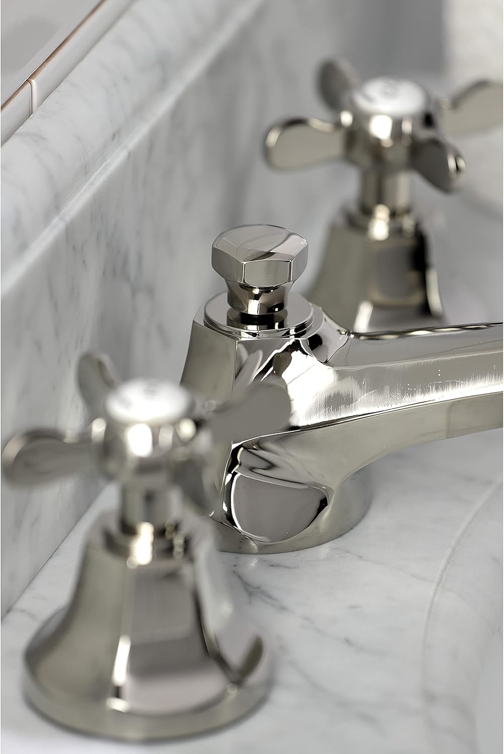Kingston Brass KS4466BEX Essex 8" Widespread Bathroom Faucet, Polished Nickel