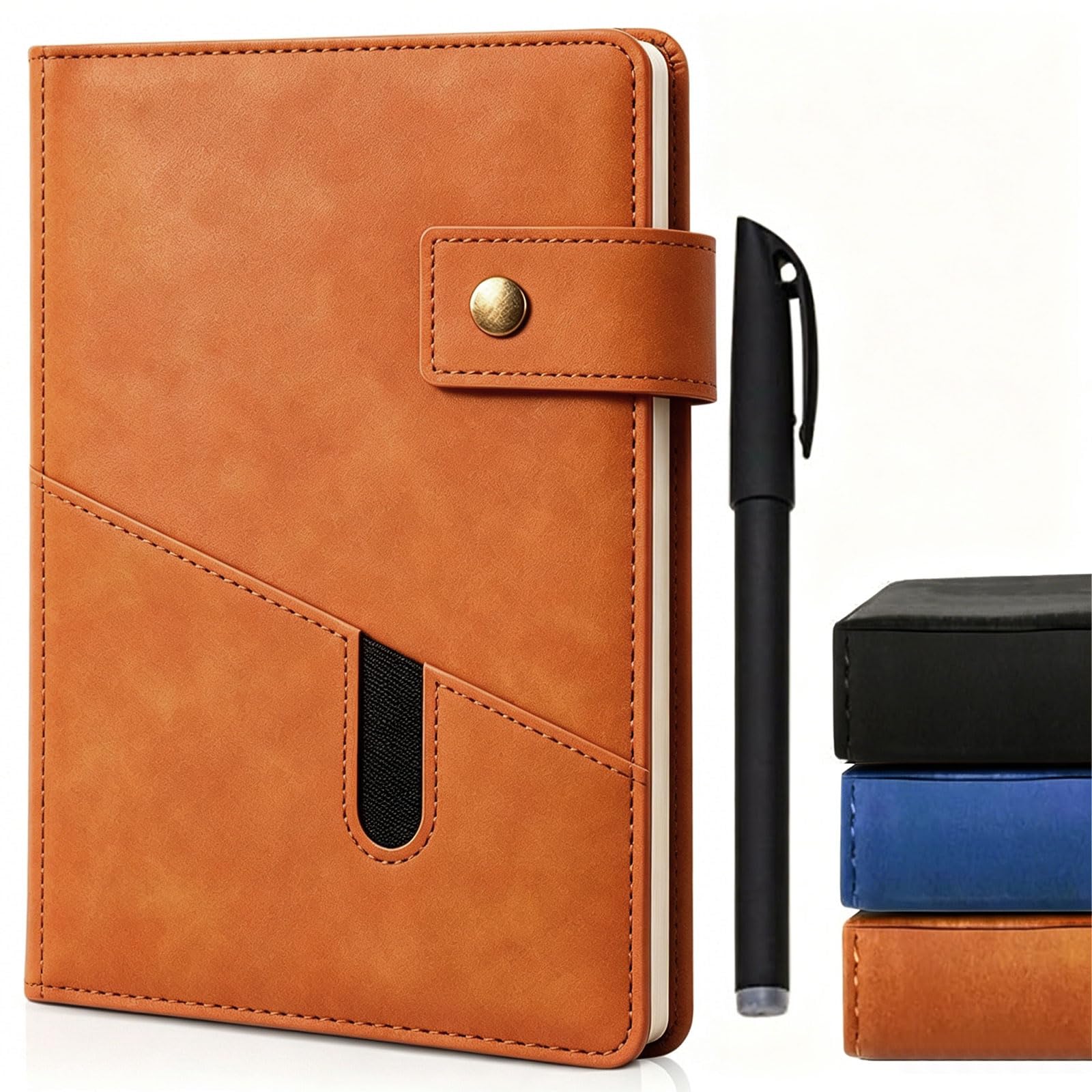 Notebook Hardback and Pen, A5 Lined Leather Journal Notebook for Women/Men, 200 Pages 100 Gsm Thick Ruled Paper Personal Organiser, Diary for School Travel Business Work Writing(Brown)