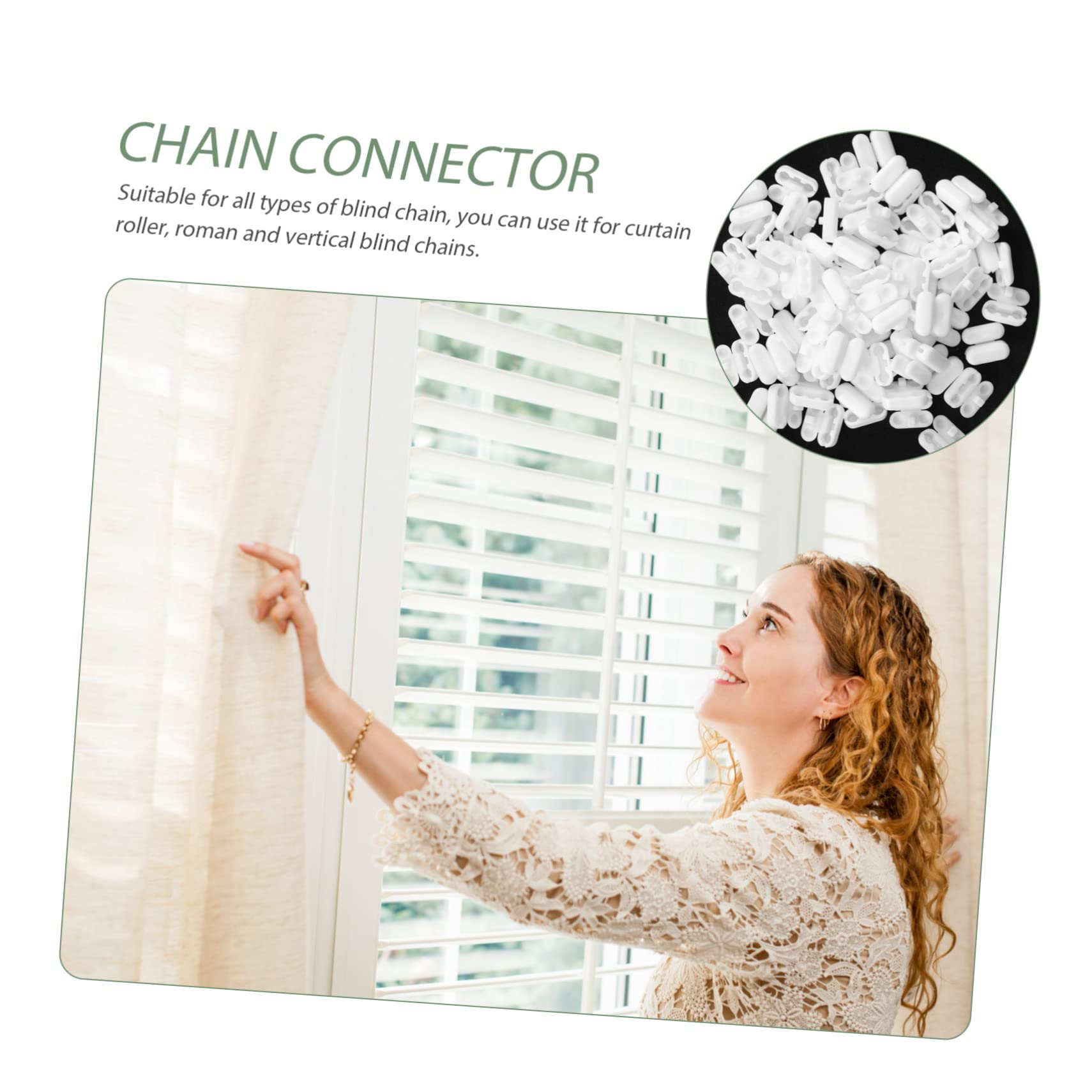 MUSISALY 200pcs Beaded Chain Connectors Clips for Vertical Roman Blinds and Lightweight Household Accessories Easy to Adjust for Compatibility