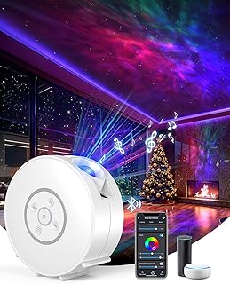 SUPPOU Smart Sternenhimmel Projektor mit 6 Planet Discs, Upgrade Galaxy Projector Sternenprojektor mit App/Bluetooth/White Noise/Timer/Sprecher und Sprachsteuerung, Kompatibel mit Alexa/Google Assist