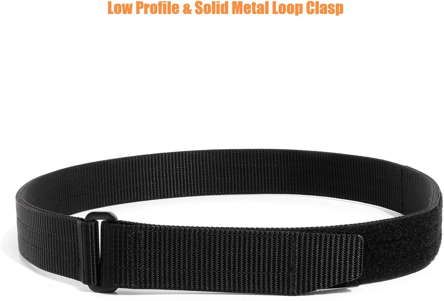 TACNEX Tactical EDC Belt with Simple Metal Loop/Hook 1.5" Heavy Duty 2-Ply Stiff Nylon Belt for Gear Carry Men Women