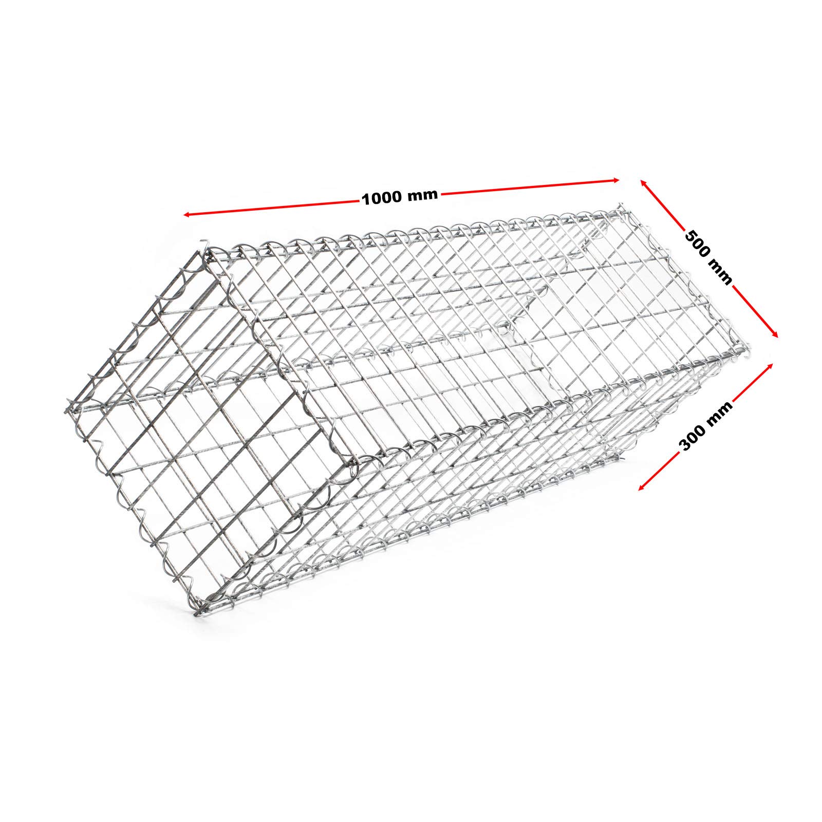 Wiltec Gabion – 100 x 50 x 30 cm – Largeur maille 5 x 10 cm – Mur Paroi en pierre, Bordure de jardin, Espalier à Grillage métallique, Clôture, Panier – pour Jardinage, Paysagisme