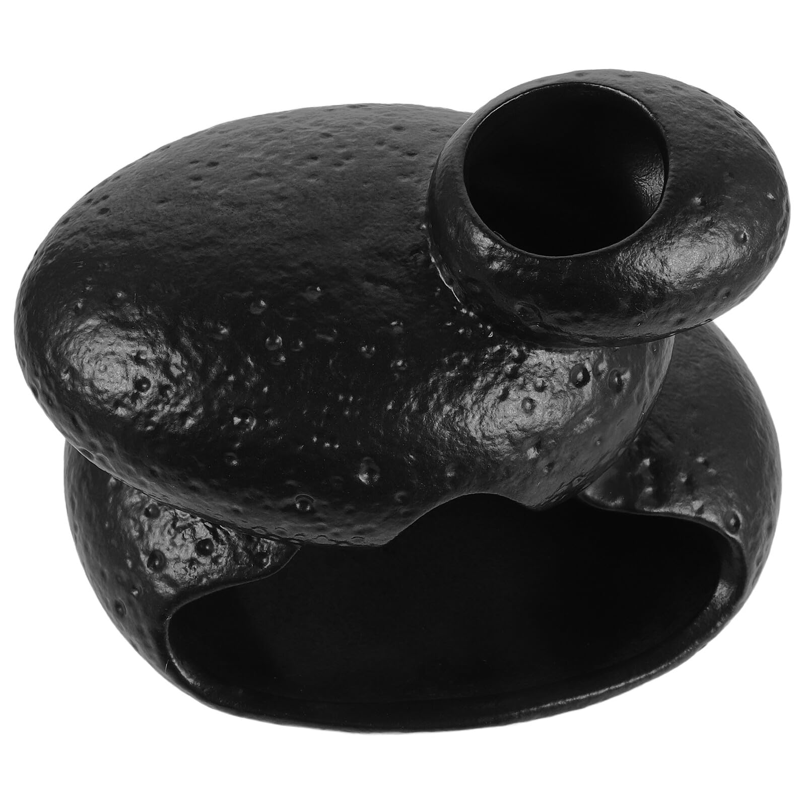 Brûleur de parfum en céramique noire artisanale pour palo santo