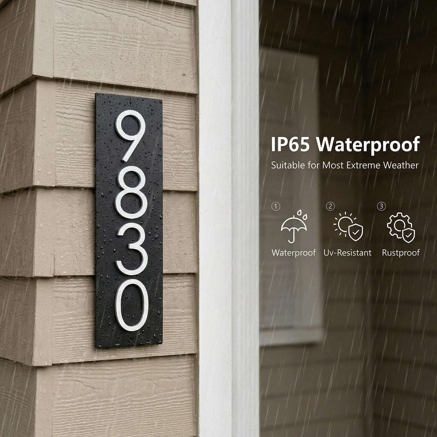 Custom Address Plaque- 3D Acrylic Large House Numbers Sign for Outside, 5mm Thick Modern Address Plaque with Raised Numbers- Personalized Address Sign in Vertical and Horizontal, Waterproof Matte Finish Door Number Sign for Outdoor Home Use - 4