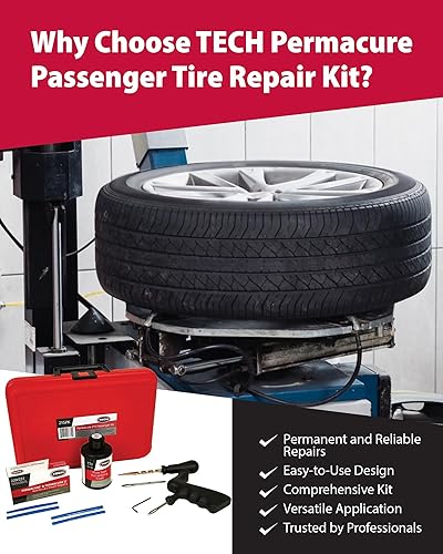 Miniatura 6 de TECH Permacure - Kit de tapones para neumáticos de pasajeros, el kit de reparación de neumáticos planos ideal para automóviles de pasajeros,