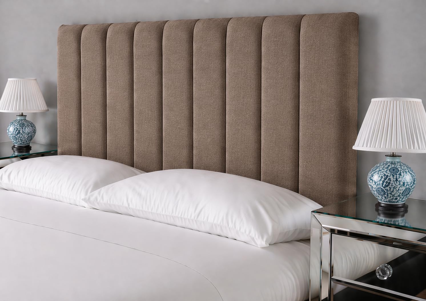 Somna Living Victor Upholstered Headboard – Plush Vertical Panel Design 30" (Mocca, 4FT Small Doub) — image 1