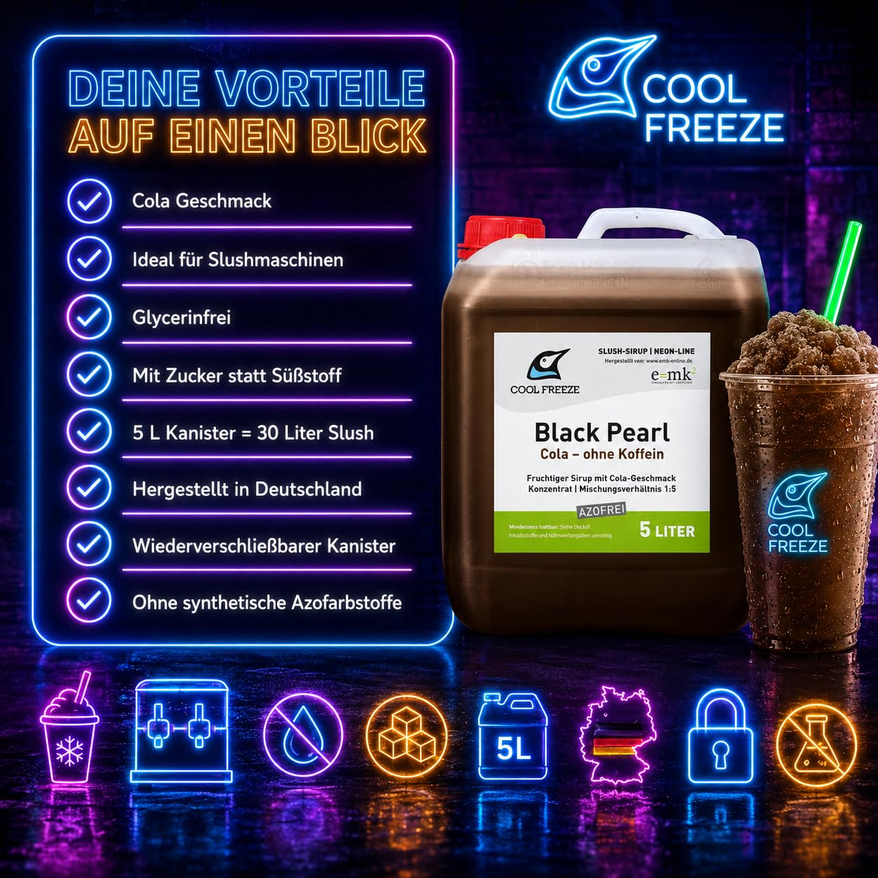 Sirop de glace slush | Cola doux | Concentré 1:5 | Bidon de 5 litres | Sans azo-glycérine | Convient pour machine à granité Ninja | Qualité supérieure directement du fabricant