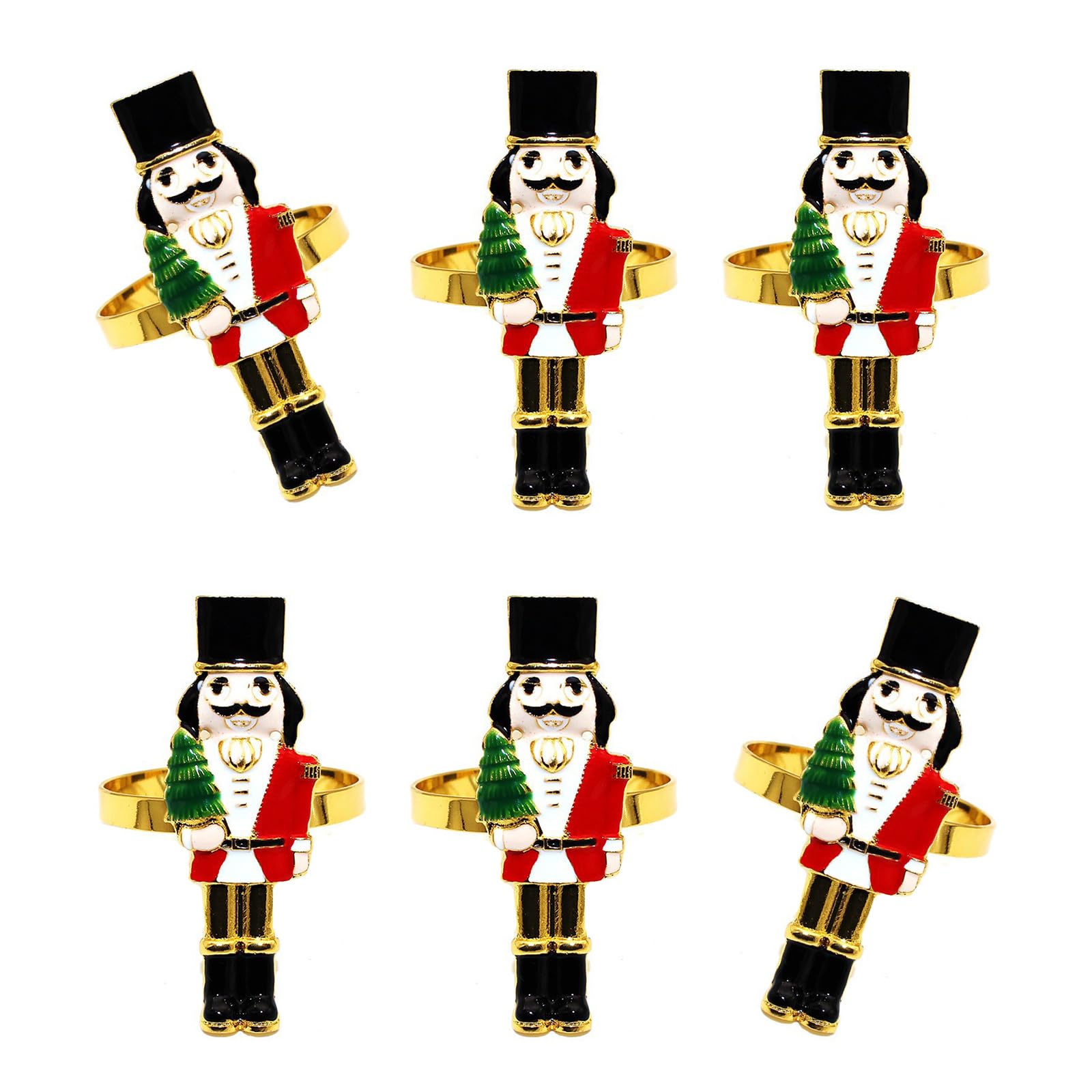 COOLHOOD Unique Metal Nutcrackers Napkin Rings Christmas Dinner Decorations for Festival Table Decors Christmas Dinner Parties Nutcrackers Napkin Holders