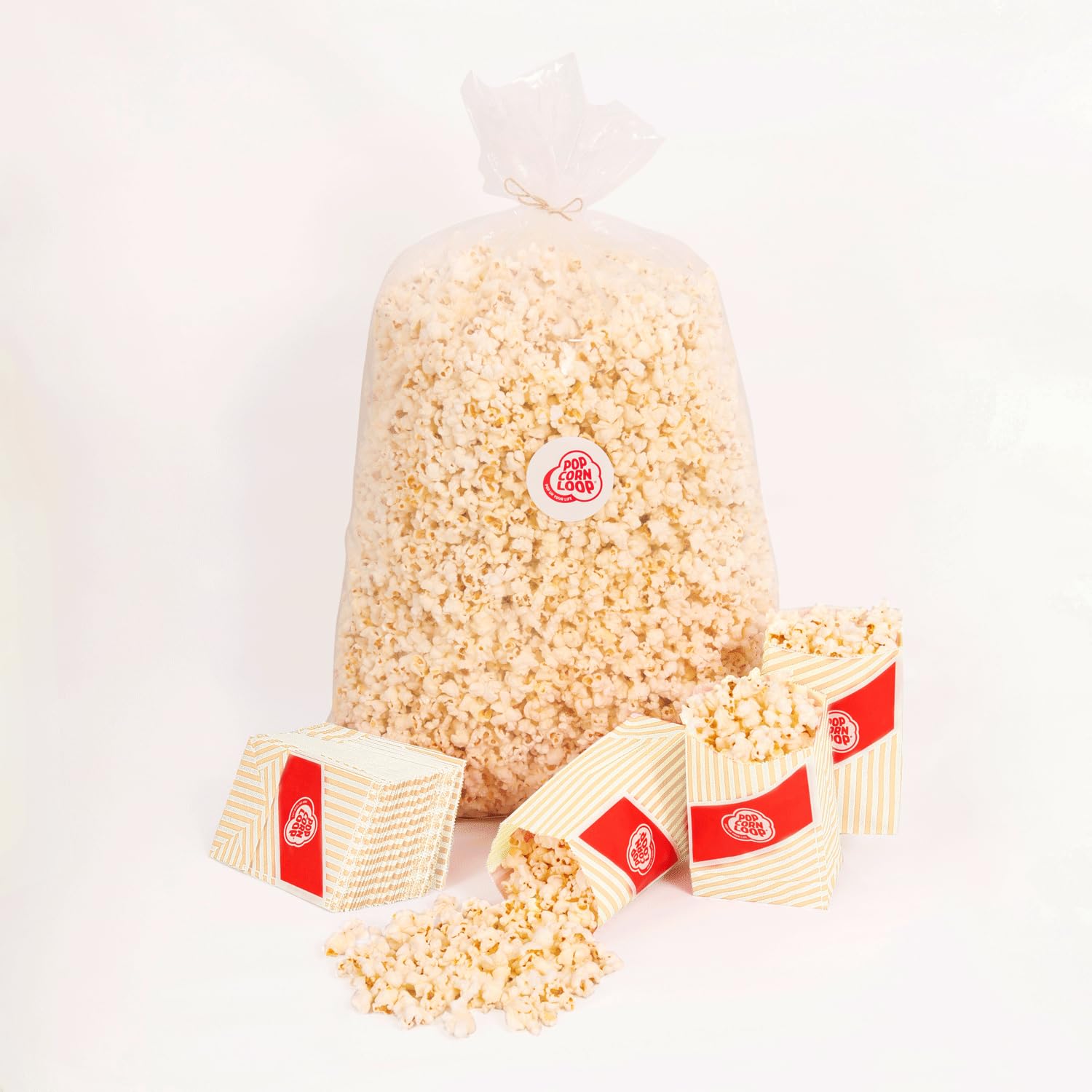 Popcornloop® Popcorn Sack Süß 2 Kilo inklusive 35 Stk. Popcorntüten Gratis Dazu Frisch und Verzehrbereit für Feste Events Veranstaltungen Partys Festivals (Süß, 2 kg)