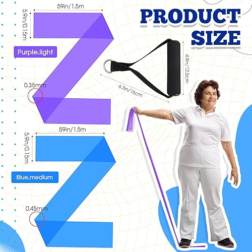 Miniatura 2 de 2 bandas de resistencia con asas, equipo de ejercicio para personas mayores, banda de terapia física, regalos para mujeres mayores, rehabilitación