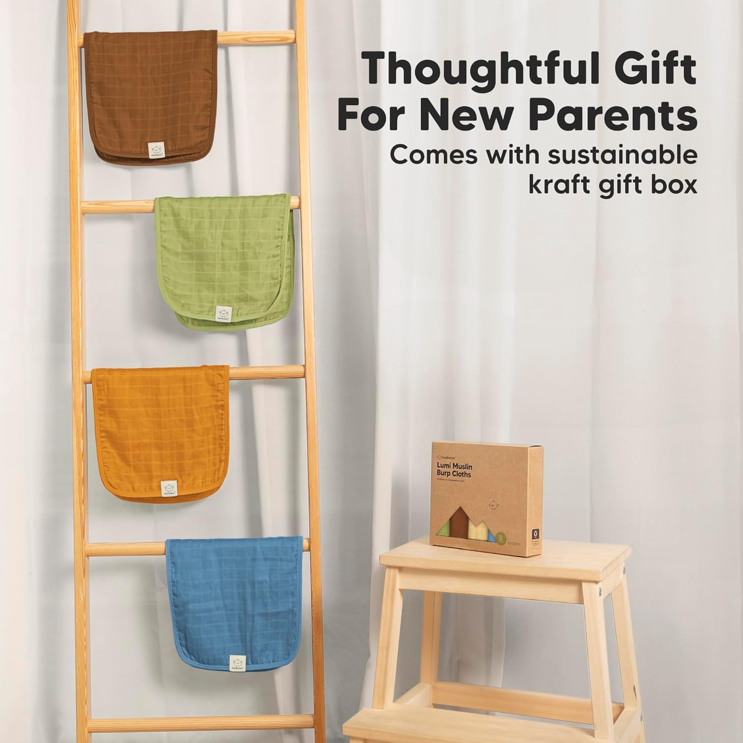 KeaBabies Cotton Muslin Burp Cloths Baby Boy, Girl - 5-Pack Soft & Absorbent Burping Cloth for Babies, Large Baby Towels & Washcloths for Newborn, Spit Up Rags, No Shrink, 20x10" (Primeval) - Image 8