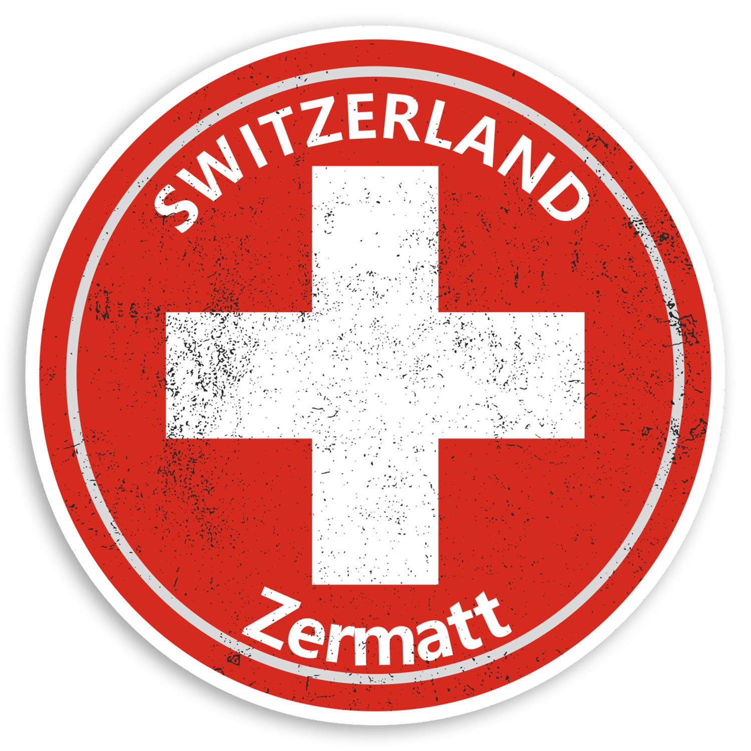 Destination Vinyl Ltd Multi 2 X 10Cm Zermatt Switzerland Vinyl Stickers Swiss Flag Luggage Sticker #30259 (10Cm Wide)