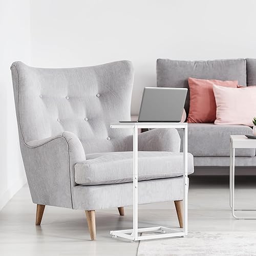 Miniatura 2 de Juego de 2 mesas auxiliares en forma de C, mesa auxiliar de mesa C, mesa auxiliar pequeña para sofá, mesa auxiliar para sala de estar, dormitorio,