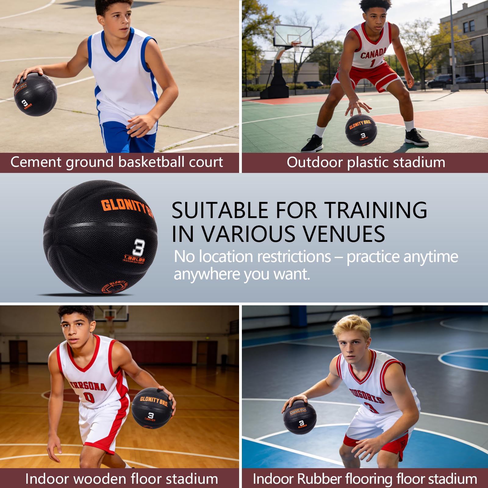 Gewichteter Trainings-Basketball, 56,4 cm, Größe 3, schwarz, kleiner, schwerer Trainingsball, langlebig und verschleißfest, Dribbling-Trainer für drinnen und draußen