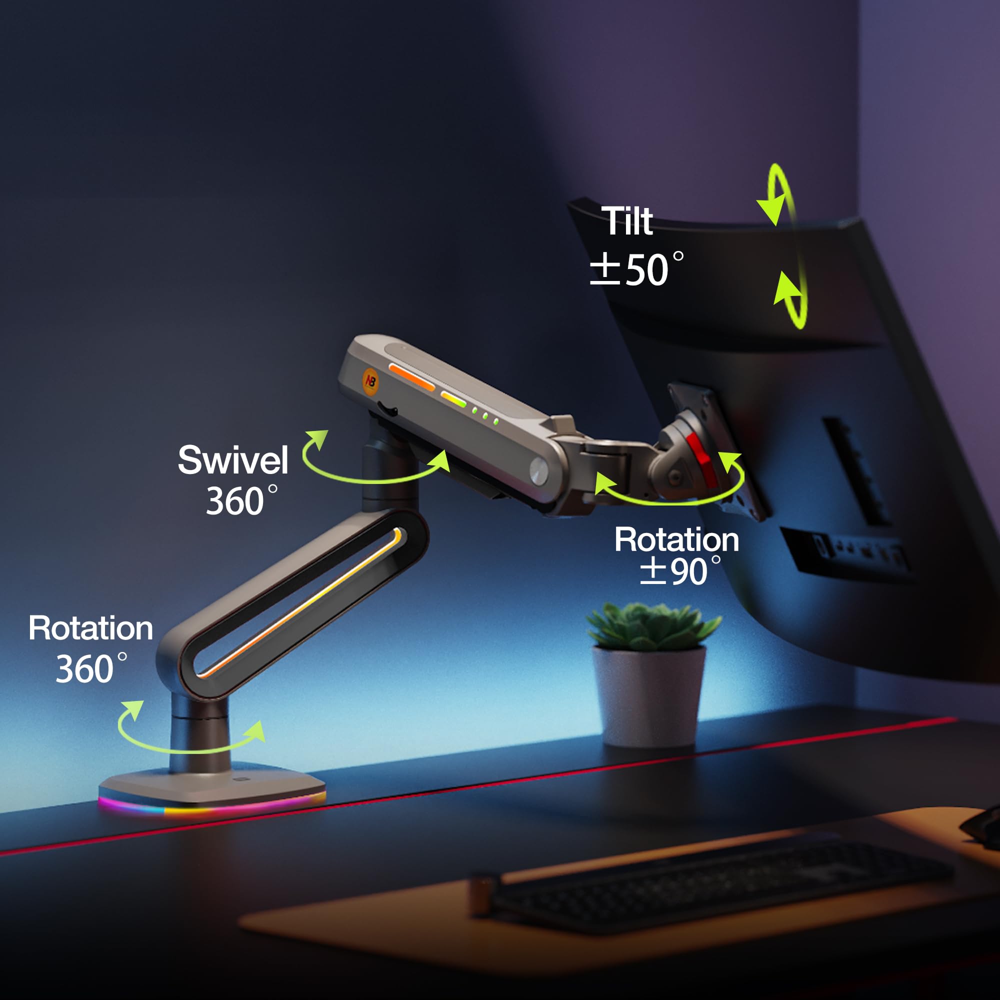 Amazon.co.jp: NB ERGONOMIC【RGBライト付き】大型モニターアーム 大
