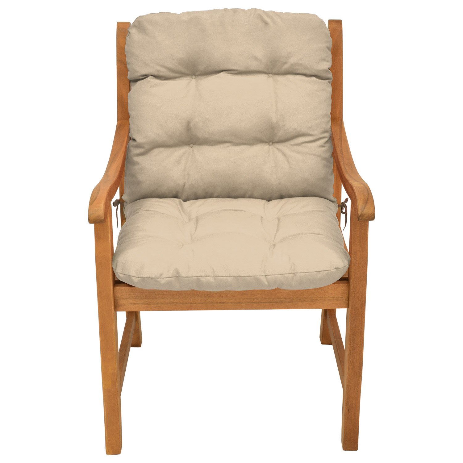 Beautissu Set de 2 Cojines Sillas Jardin Flair NL - Cojín para Sillas de Terraza o Cojines Exterior con Respaldo Bajo - 100x50x8 cm - Relleno de Copos de Gomaespuma - Natural
