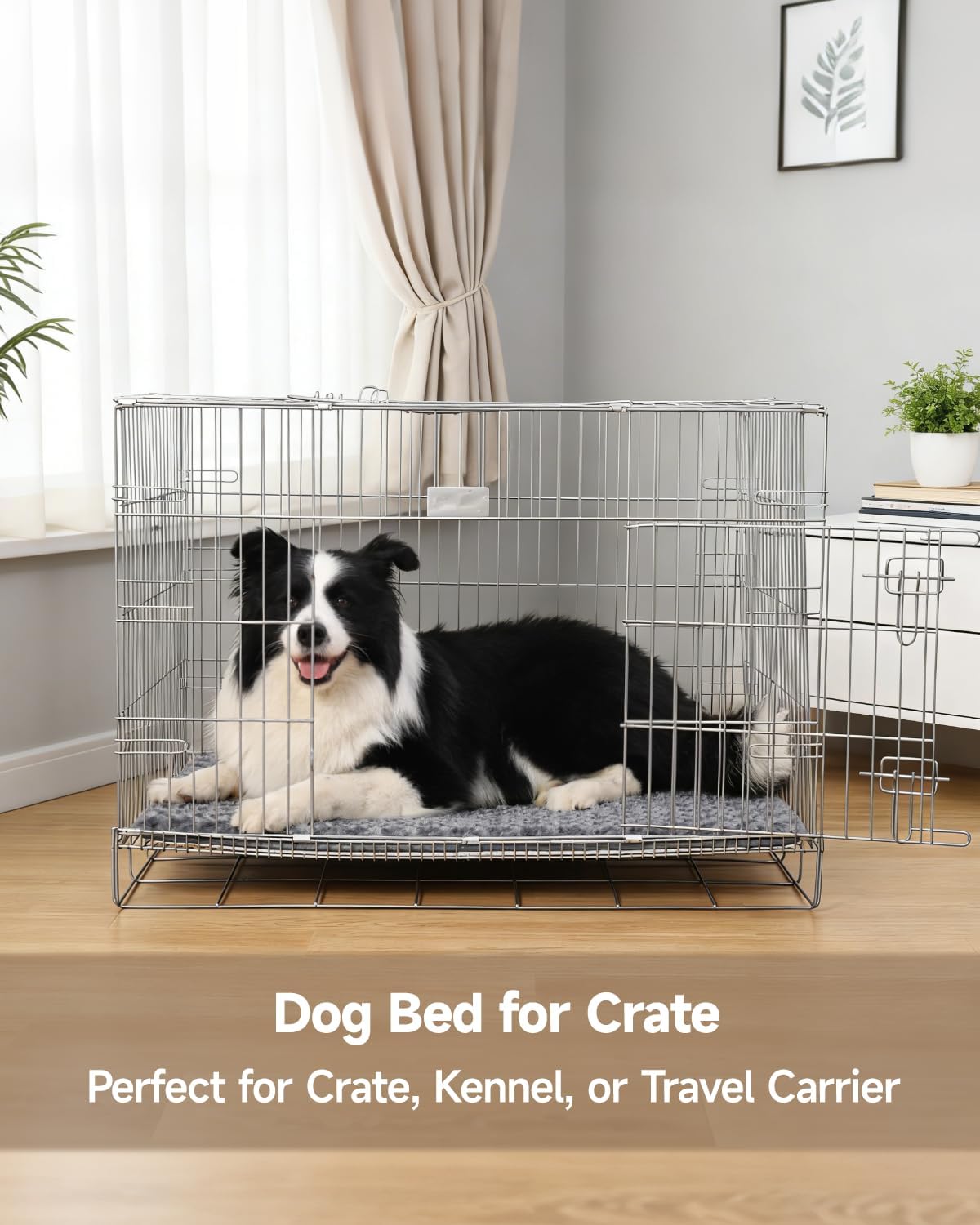 XXXL Dog Bed for Crate High Resilience Foam Crate Pad Mat for Large Dogs Washable Anti-Slip,53" x 36",Dark Gray
