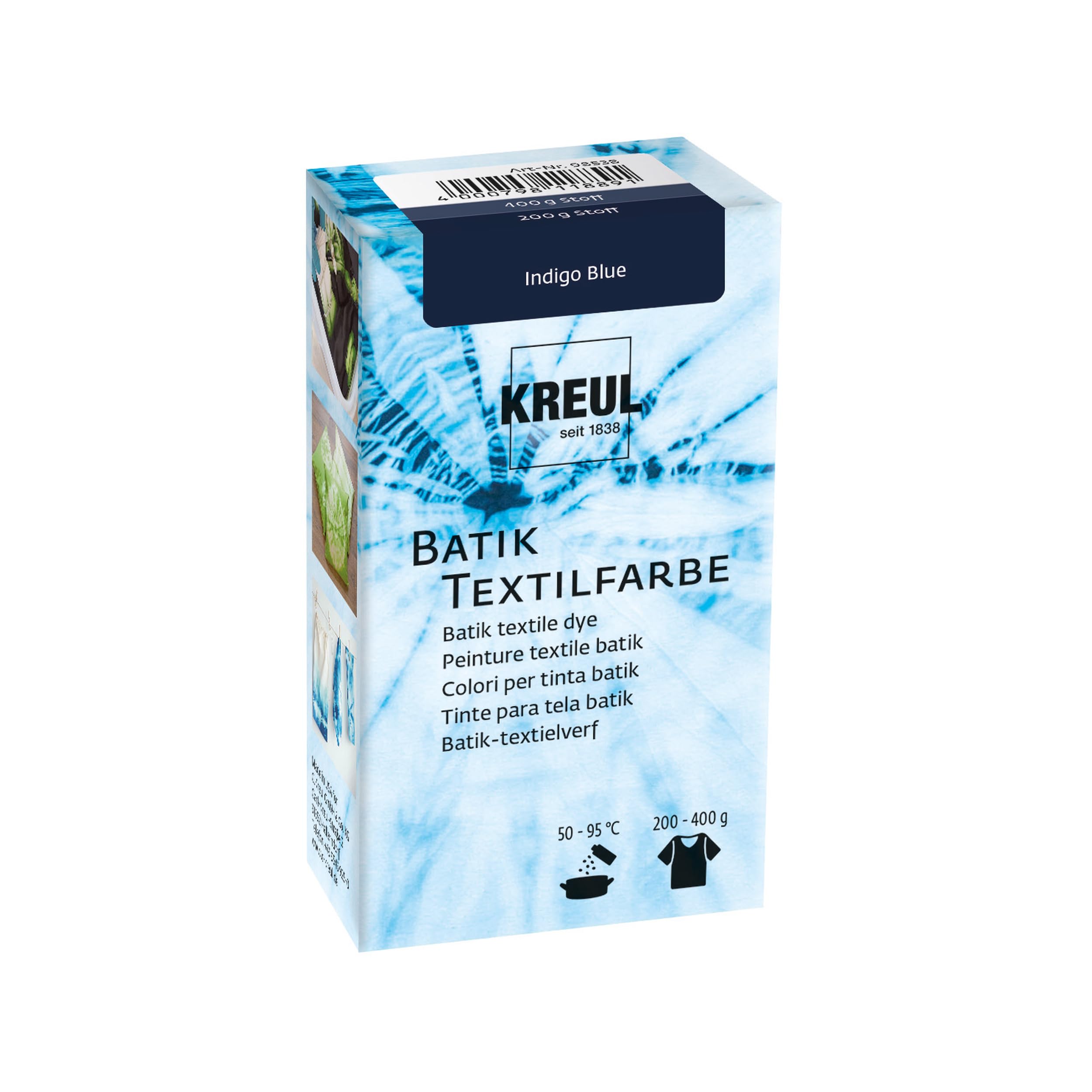 Kreul Indigo-Blue 98538 - Batik Textile Dye Indigo Blue, 70 G, Colour Powder For Batik And Dyeing Textiles