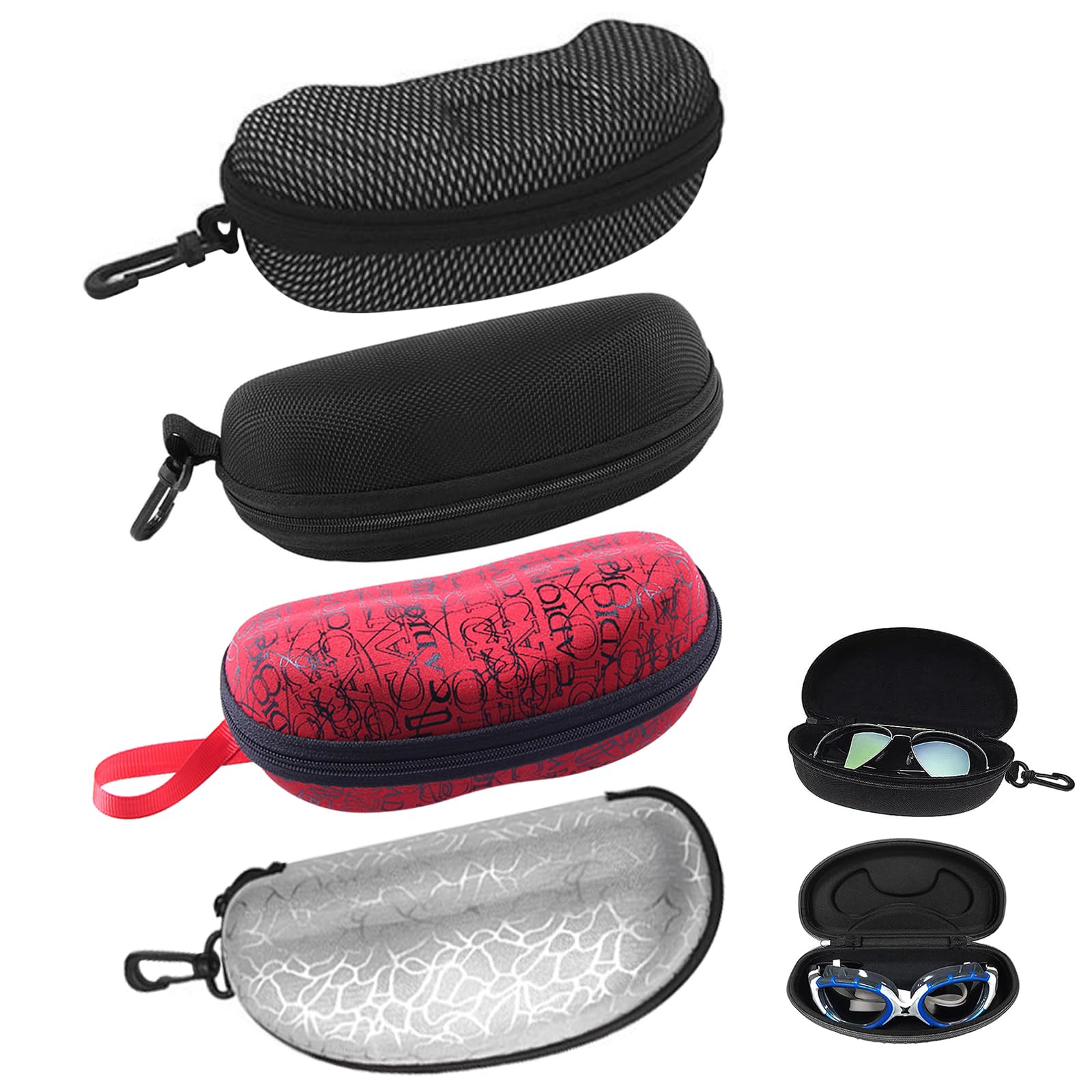 Bootoow4pcs Funda Gafas Rigida,Eva Caja De Anteojos Universal,Unisex Funda Gafas De Sol,Con Cierre De Cremallera,Con Mosquetón,Para Almacenar Gafas De Lectura Gafas Ópticas Gafas De Sol,Estuche Para Gafas