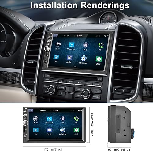 Miniatura 8 de Estéreo de coche de doble DIN, radio de pantalla táctil de 7 pulgadas con CarPlay Android Auto Reproductor multimedia para coche, espejo Link