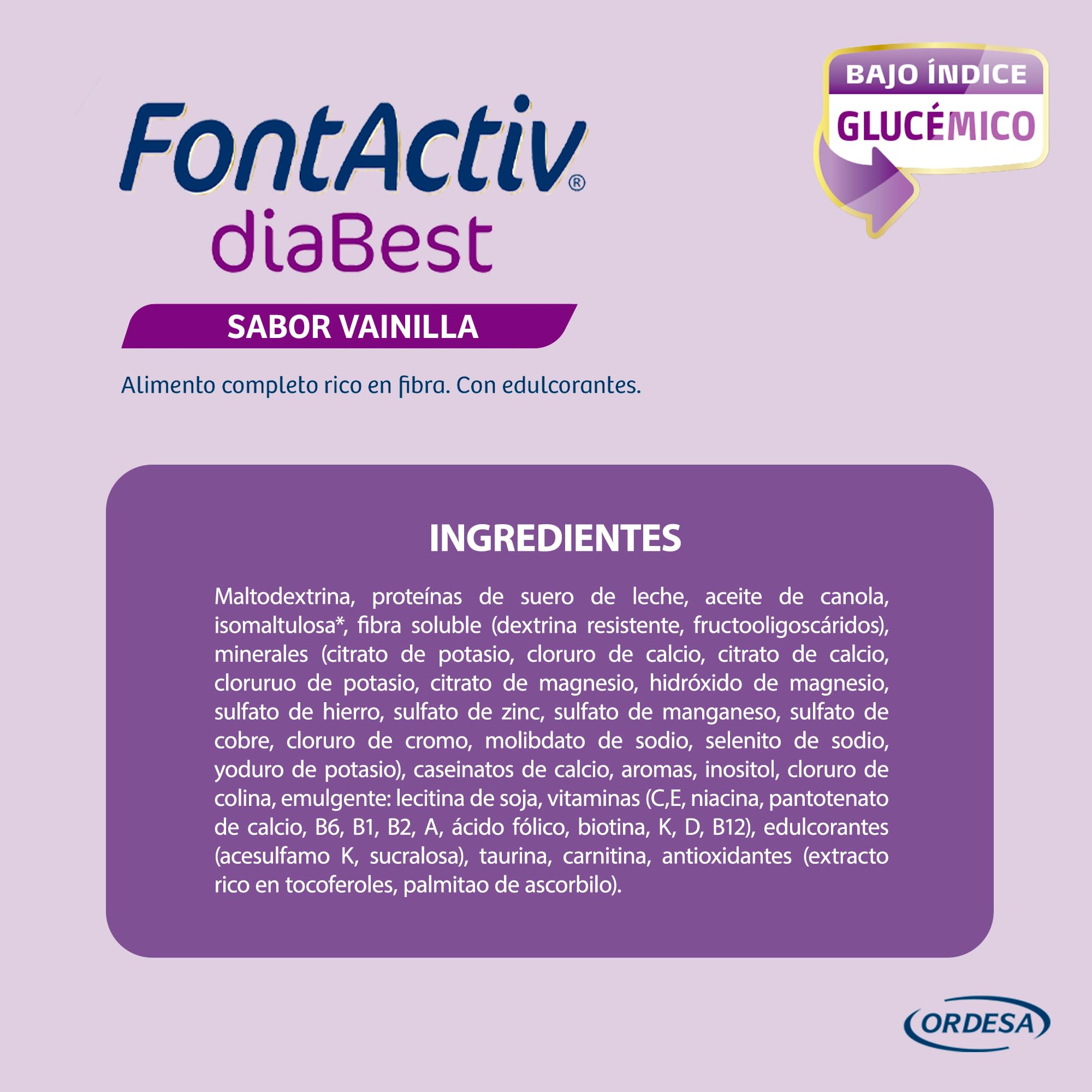 FontActiv diaBest Vainilla | 400g | Suplemento Nutricional con Fibra de Bajo Índice Glucémico para Adultos y Mayores