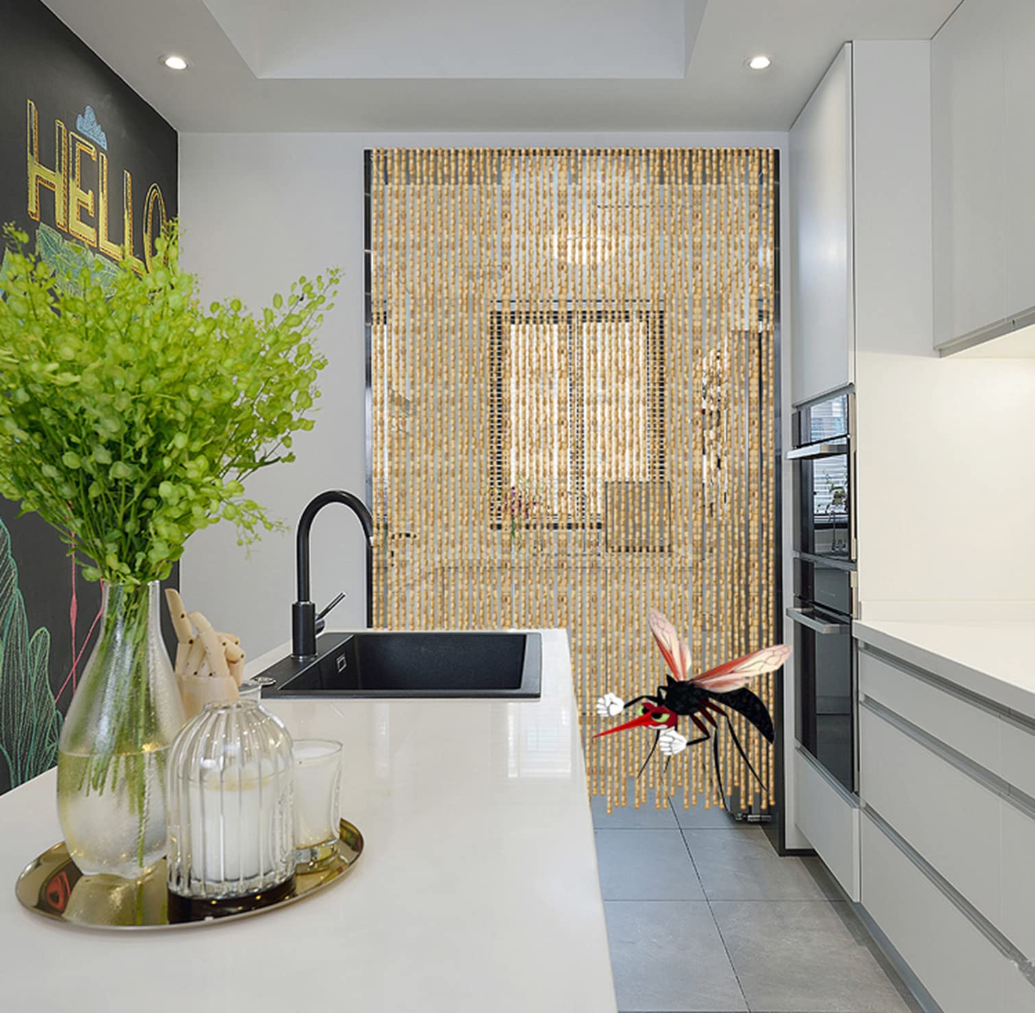 Rideau de Porte Bois Rideau de Perles Rideau,Rideau a Perles pour Porte Entrée Salon Chambre,Diviseur Décoration à Suspendre Panneau,Moustiquaire,Divise-pièce,Personnalisable (90 shares-W90xH120cm)
