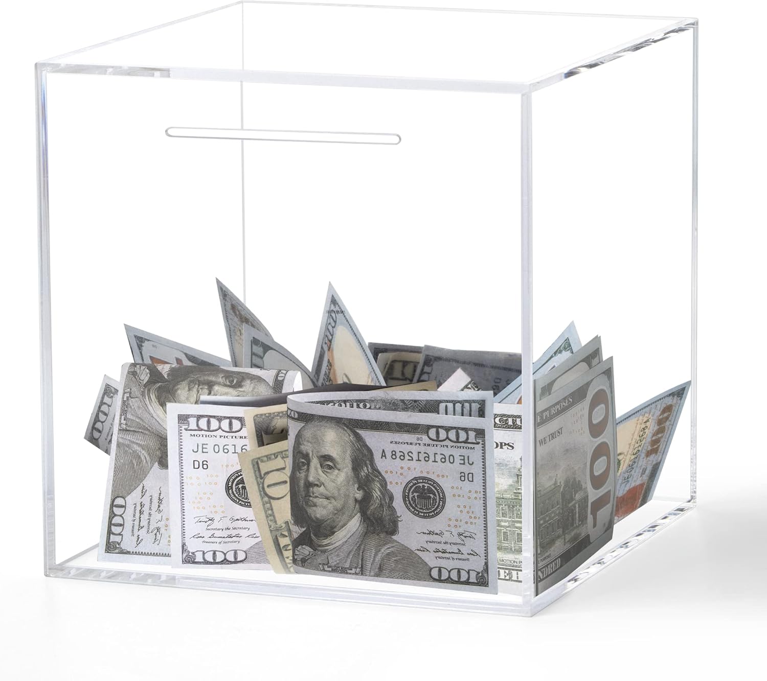 Clear Acrylic Piggy Bank for Adults Kids, Clear Money Saving Box Must Break to Open