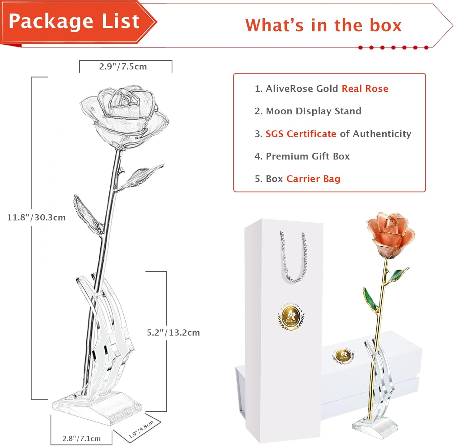 AliveRose Gold Roses, 24K Gold Rose Made from Real Rose - Unique Design Dipped Rose for Anniversary Valentines Mothers Day Birthday Gifts (Pink with Stand) - Image 6