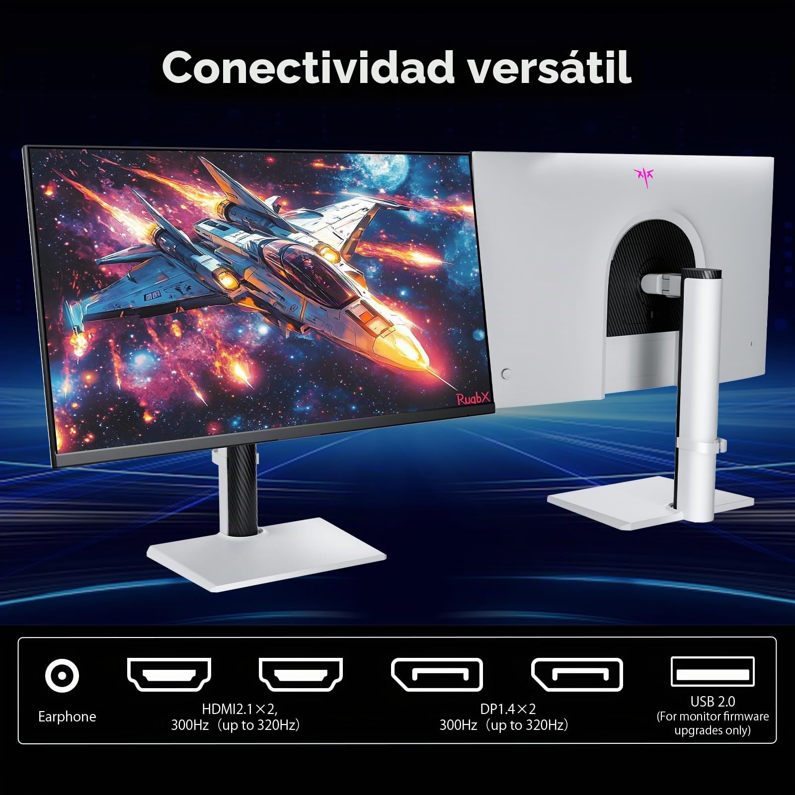 KTC Monitor de juegos QHD blanco de 27 pulgadas 300Hz/320Hz H27E6 | 2K 1440P, IPS rápido, FreeSync adaptativo, HDR400, altura/pivote/giro/inclinación ajustable, DP y HDMI