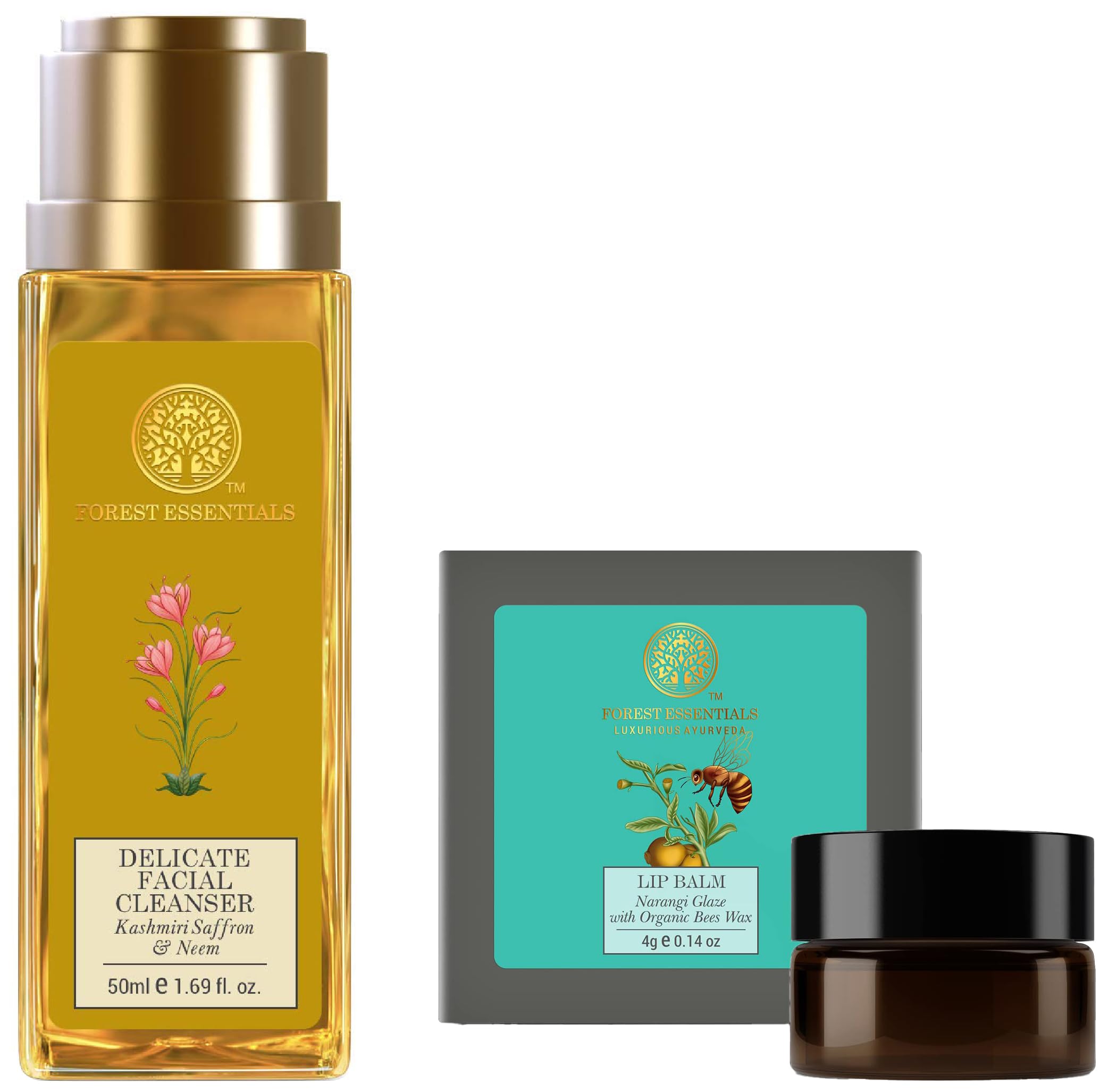Forest Essentials Luscious Lip Balm Narangi Glaze & Forest Essentials Delicate Facial Cleanser Kashmiri Saffron & Neem Combo-image-8