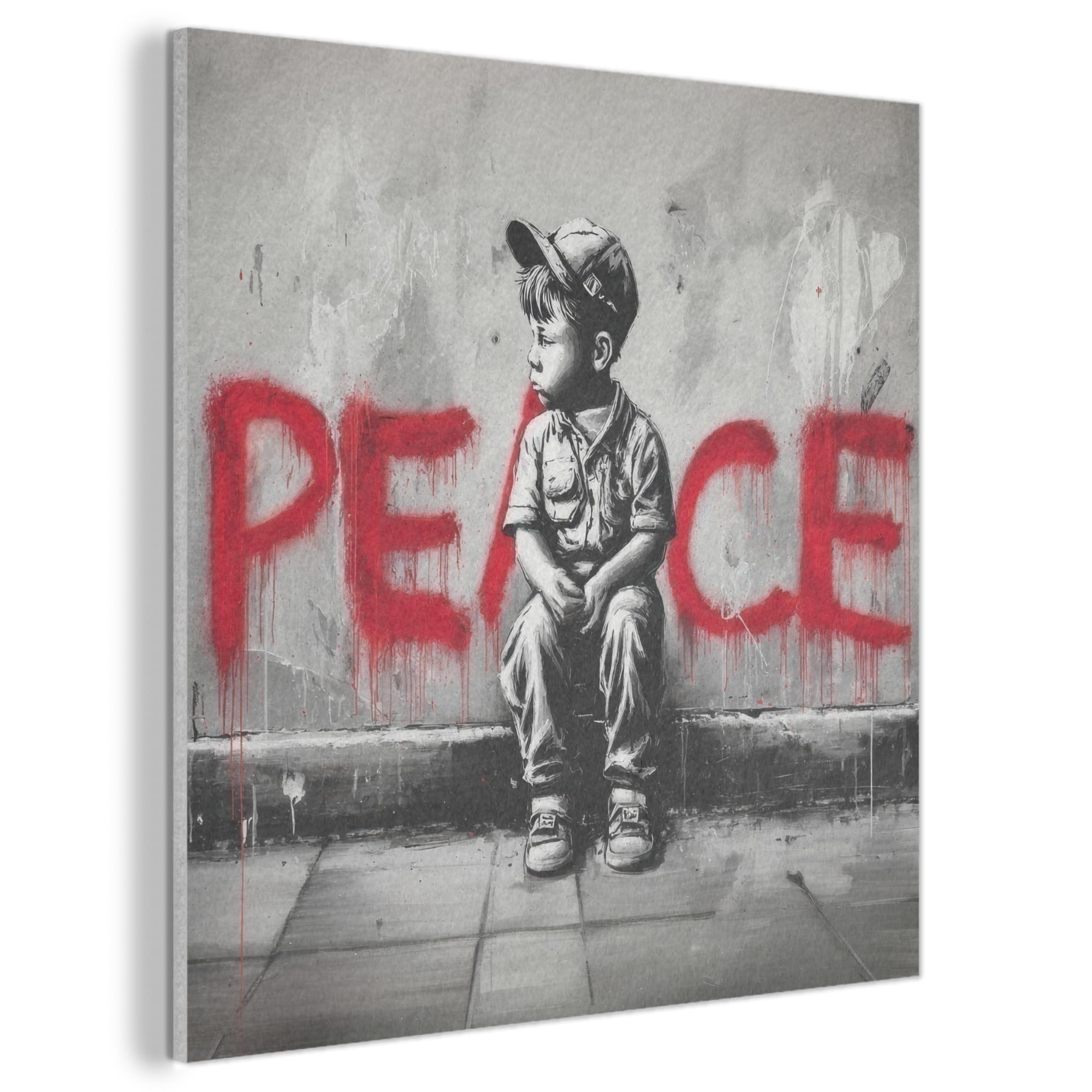 MuchoWow© Felt Panel 50x50 cm House Touch for Living Space Modern Visuals Decoration Wall Art Peace - Boy - Red