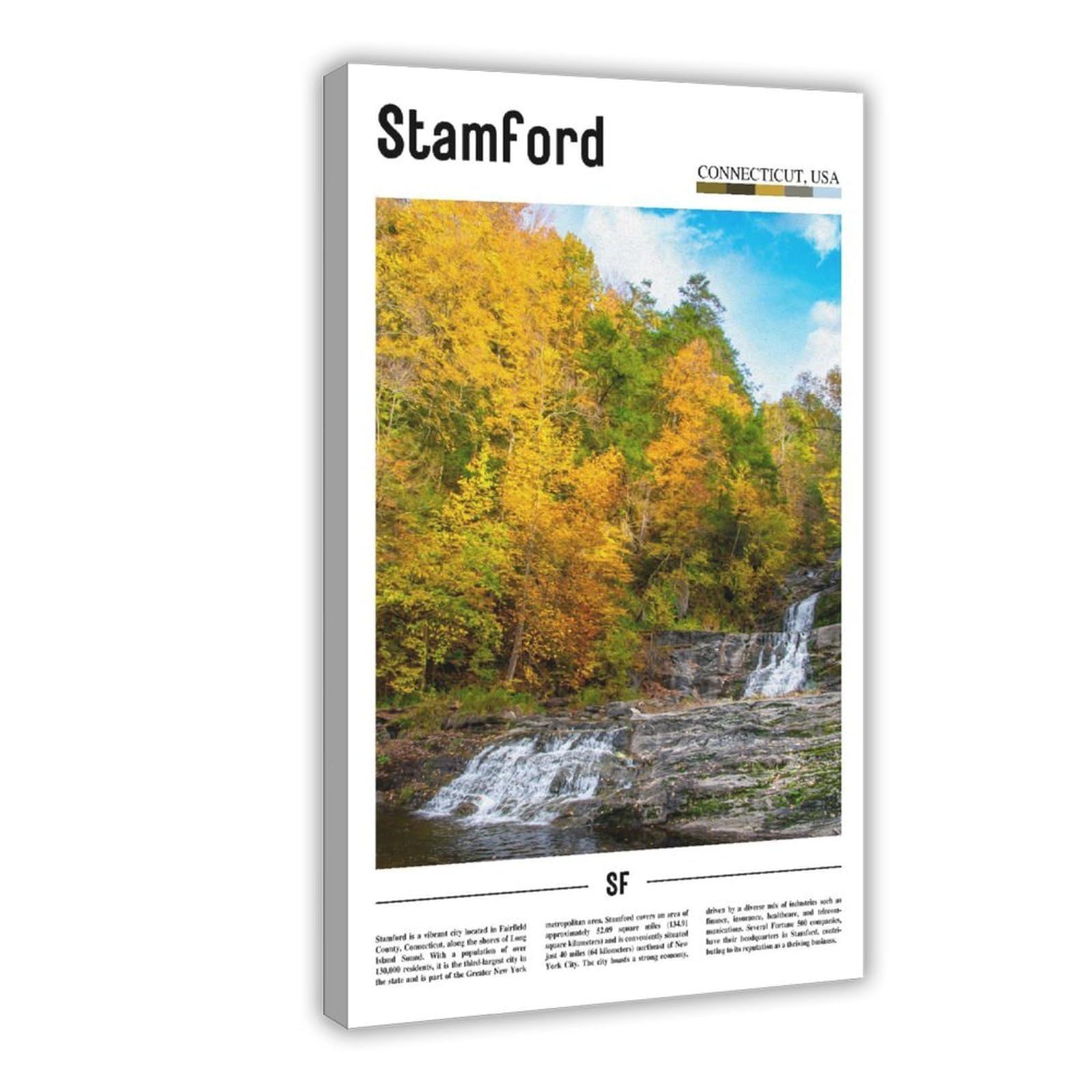 Wcyb Frame Stamford Connecticut Usa The United States Of America Scenery Travel Prints Posters Canvas Deco Paintings Wall Art For Office Living Room Hangable Fra
