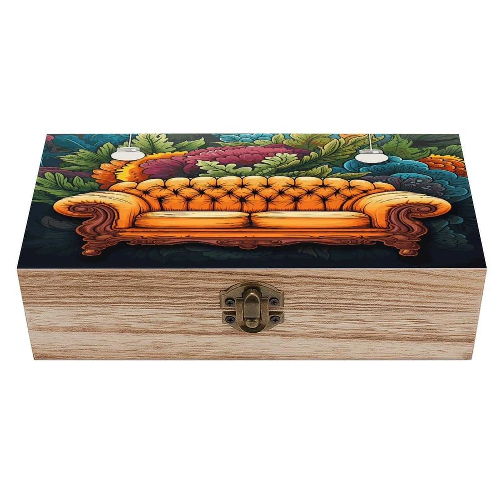 VstaDank Couch Wooden Keepsake Box with Hinged Lid Solid Wood Gift Boxes Beautifully Keepsake Box Jewellery Organiser Retro Memory Treasure Case with Lids Decorative Boxes