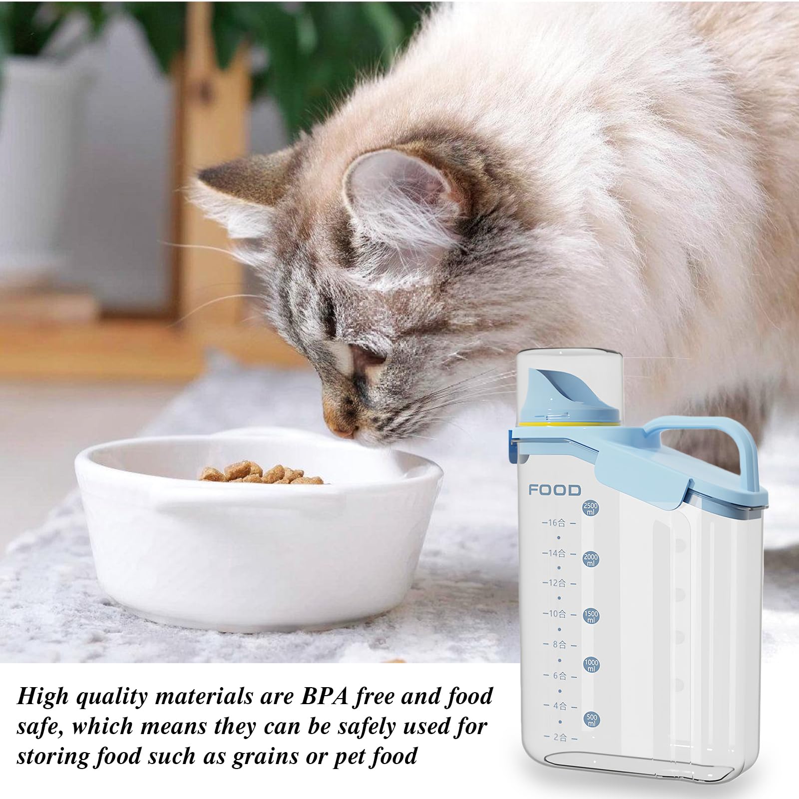 Récipient hermétique pour nourriture pour chat de 2,8 l : PP PS + PP + silicone Récipient de stockage de nourriture pour chien, stockage de détergent, pour stockage de nourriture pour animaux