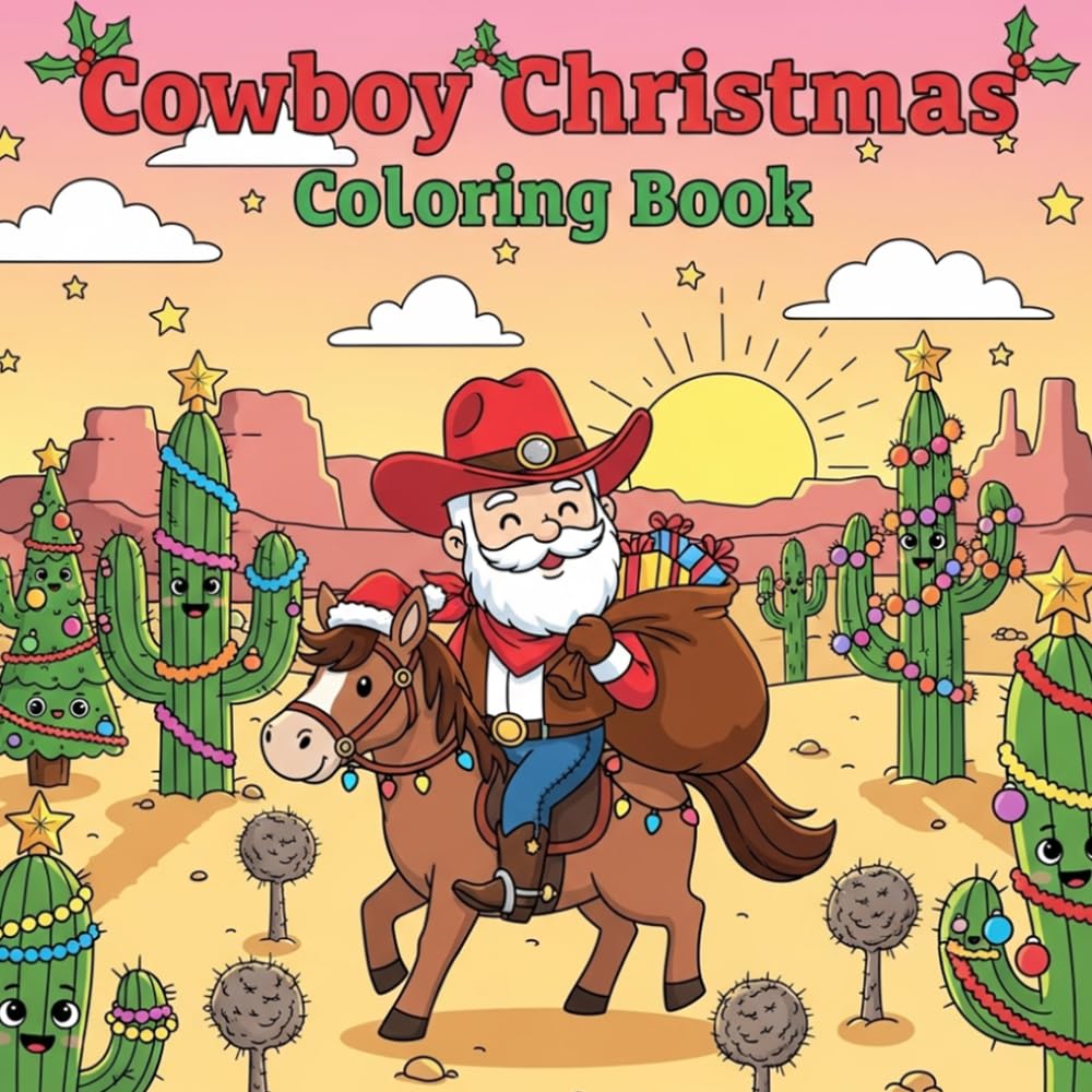 Cowboy Christmas Coloring Book: Fun and Easy Western Holiday Coloring Pages Featuring Cowboys, Horses, Santa & Festive Scenes for Boys and Girls