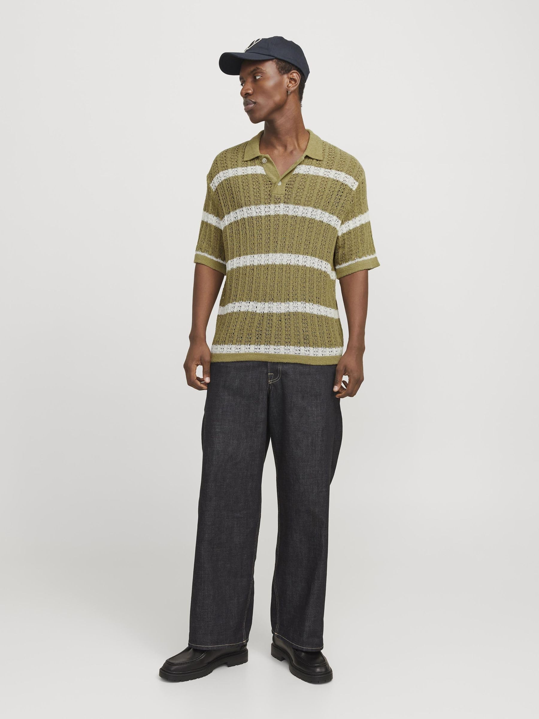 JACK & JONES Męska koszulka polo w paski, cedr, S