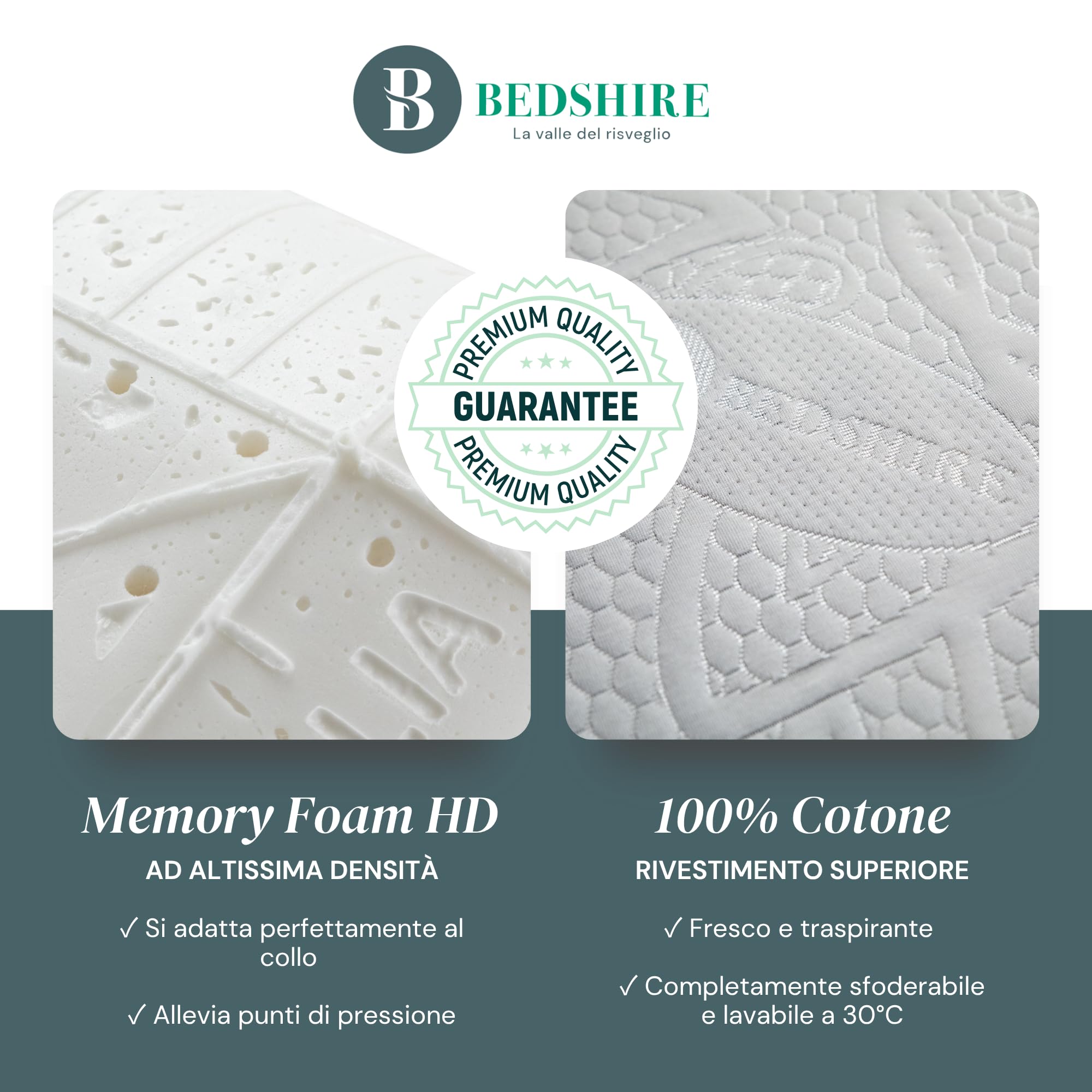 Bedsure Orthopedisch Kussen Memory Foam - Verstelbare Contour Kussen Nek Ondersteuning voor Zijslapers en Nek Pijn Lijders