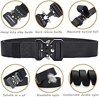 Vista 3 de Cinturón táctico, estilo militar, correa de malla de malla resistente de liberación rápida, cinturón de hebilla de metal para hombres y mujeres