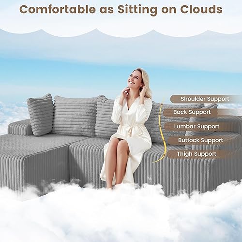 Miniatura 8 de Sofá deshuesado, sofá modular sin hueso con asiento profundo y diván para espacios pequeños, sofá tapizado en la nube, sofás seccionales sin hueso