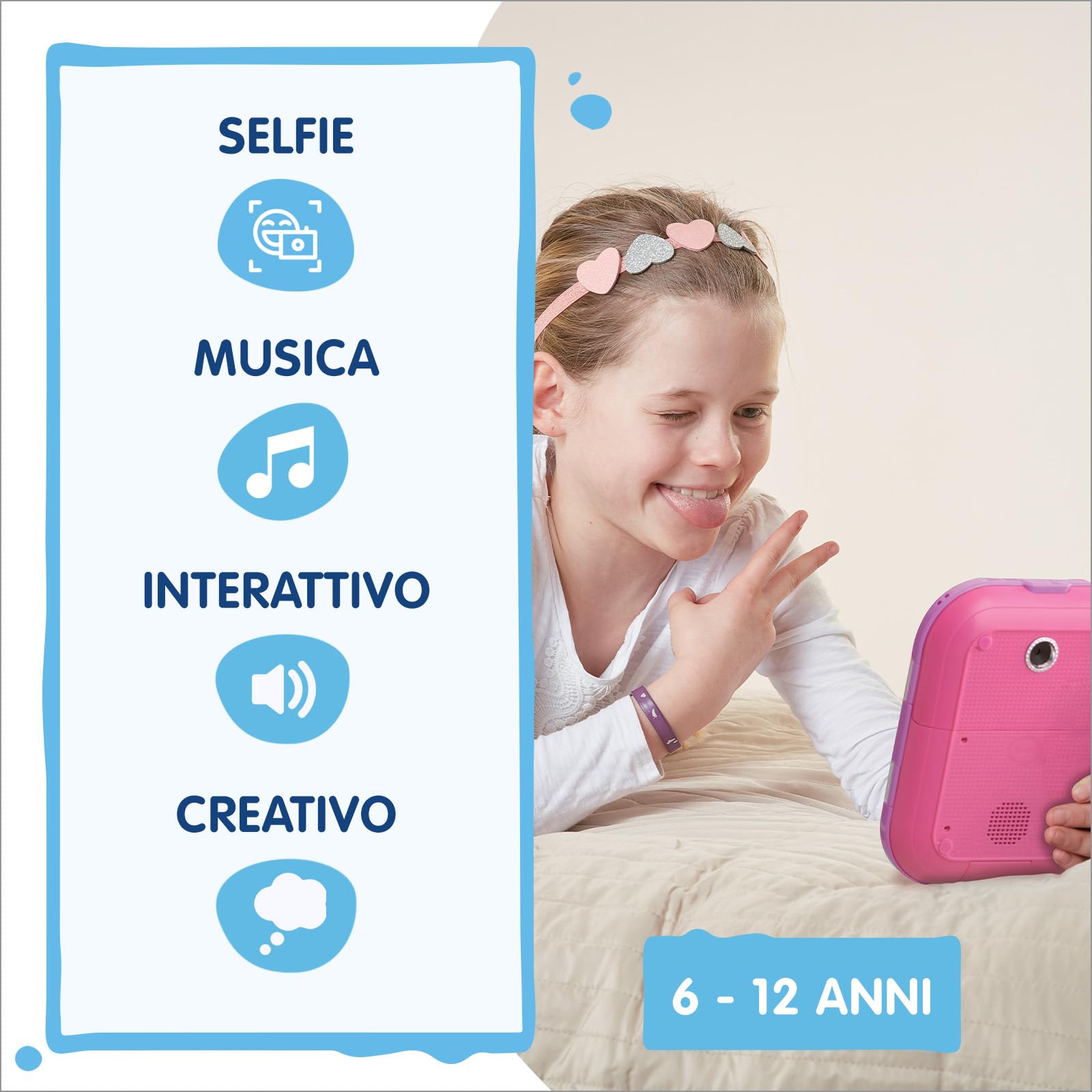 VTech KidiSecrets Selfie Music 2.0, Diario Segreto Interattivo per Bambini con Doppia Fotocamera e MP3, Diario Elettronico con Schermo a Colori e Tastiera, Lingua Italiana, Batterie Incluse, 6-12 Anni