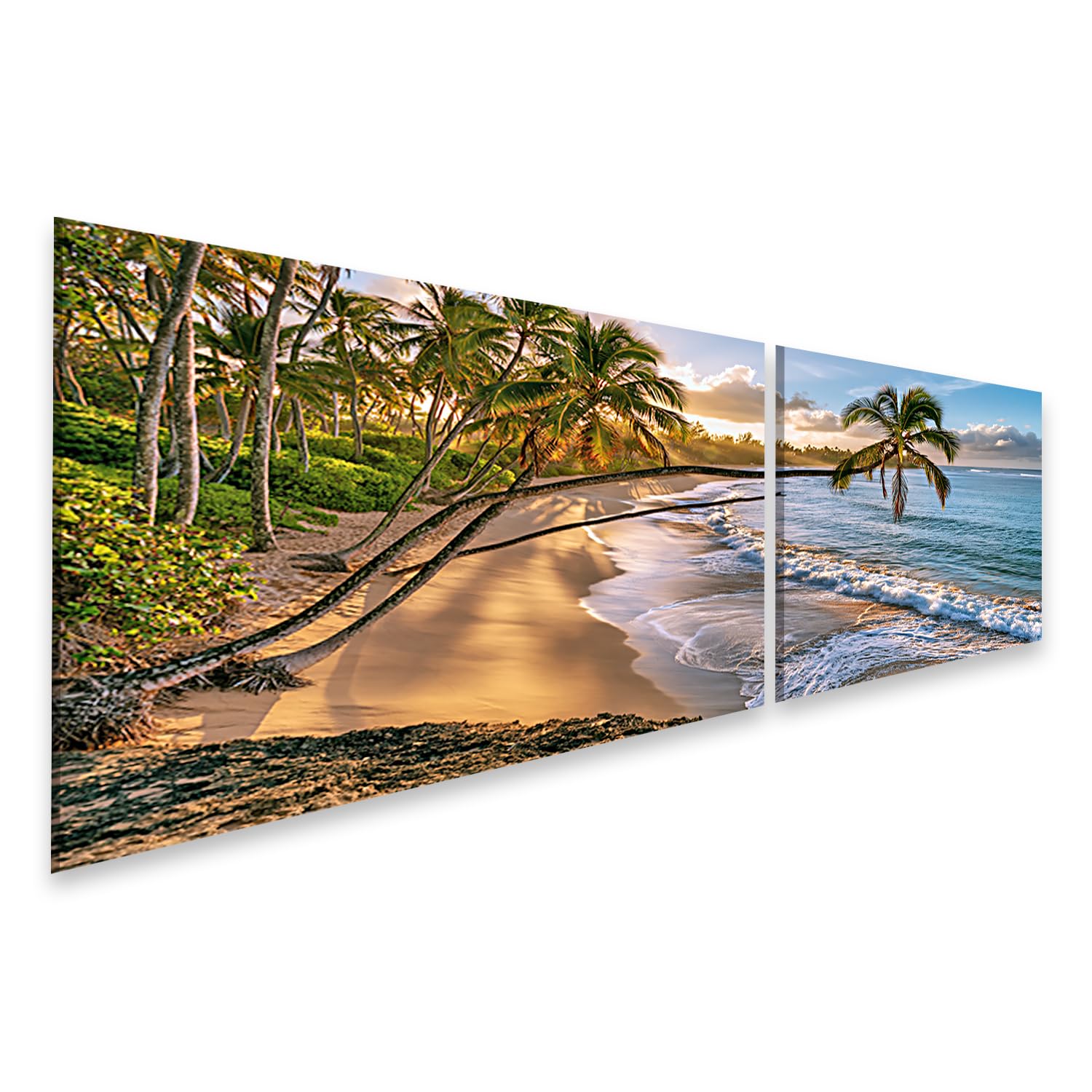 Tableau moderne plage paradisiaque diptyque pour mur salon - 6