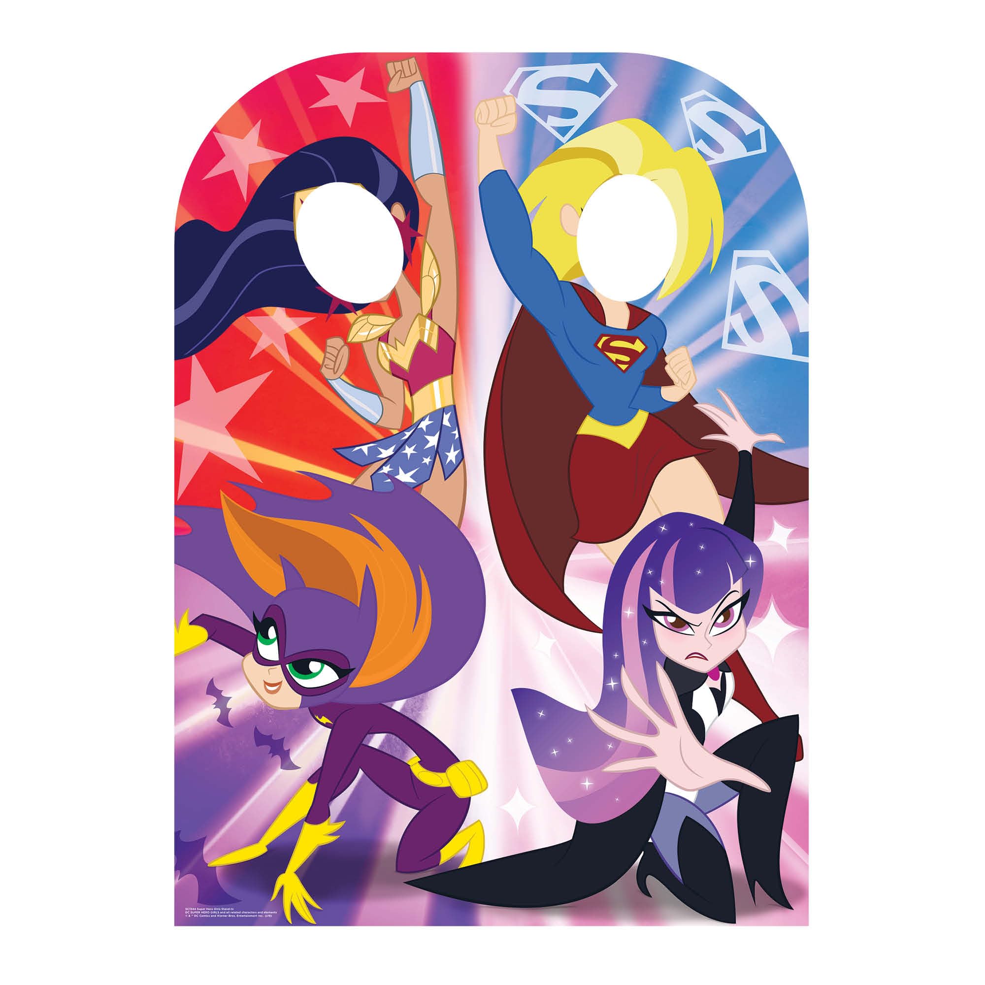 Star Cutouts Ltd SC1344 Superhero Super Hero Girls Party Child Size Stand-in DC Comics Perfect Cardboard Cutout for Friends, Family and Fans 130cm Tall 94cm Wide, Multicolour