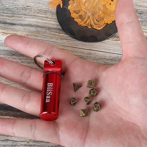 DND - Juego de dados pequeños de metal en miniatura con estuche para llavero EDC, pequeños, pequeños, portátiles, accesorios perfectos, herramientas