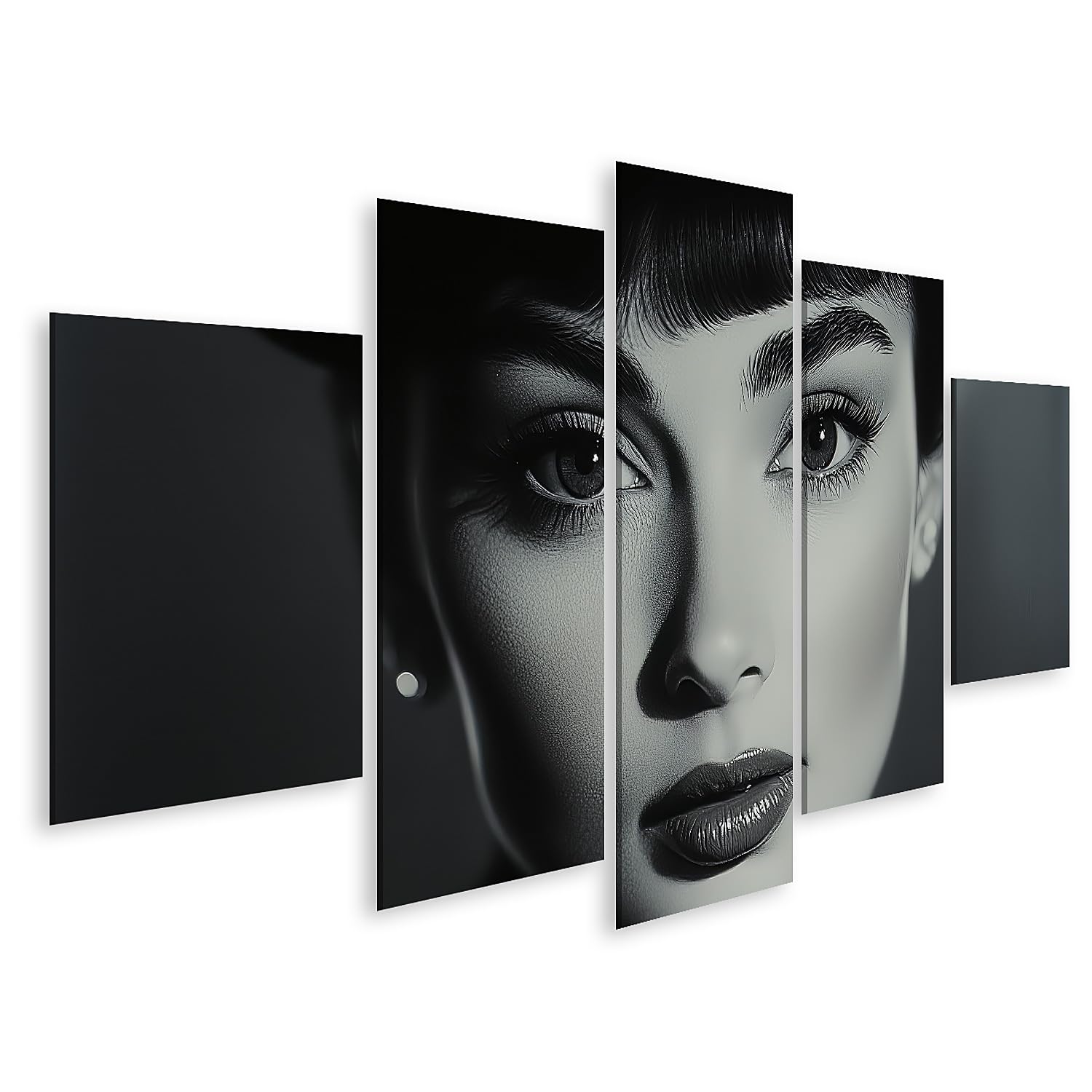 islandburner Prime Quadro su tela Audrey Hepburn - Ritratto SW, occhi e labbra espressivi - per gli appassionati di film vintage