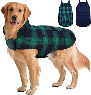 Kuoser Reversible Dog Jacket, Warm Winter Coat for Medium & Large Dogs, Warm Windproof