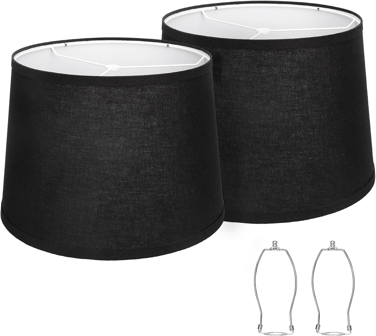 Lampshades Set of 2, Black Fabric Lampshades 11.6" Top x 12