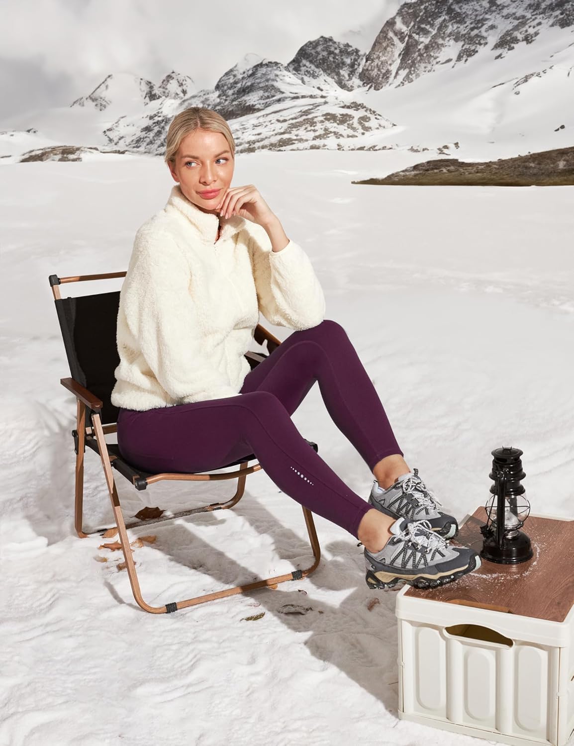 Ewedoos Womens Fleece Lined Leggings Water-Resistant Thermal Winter Fleece Leggings for Women with Pockets Ski Hiking - Image 5