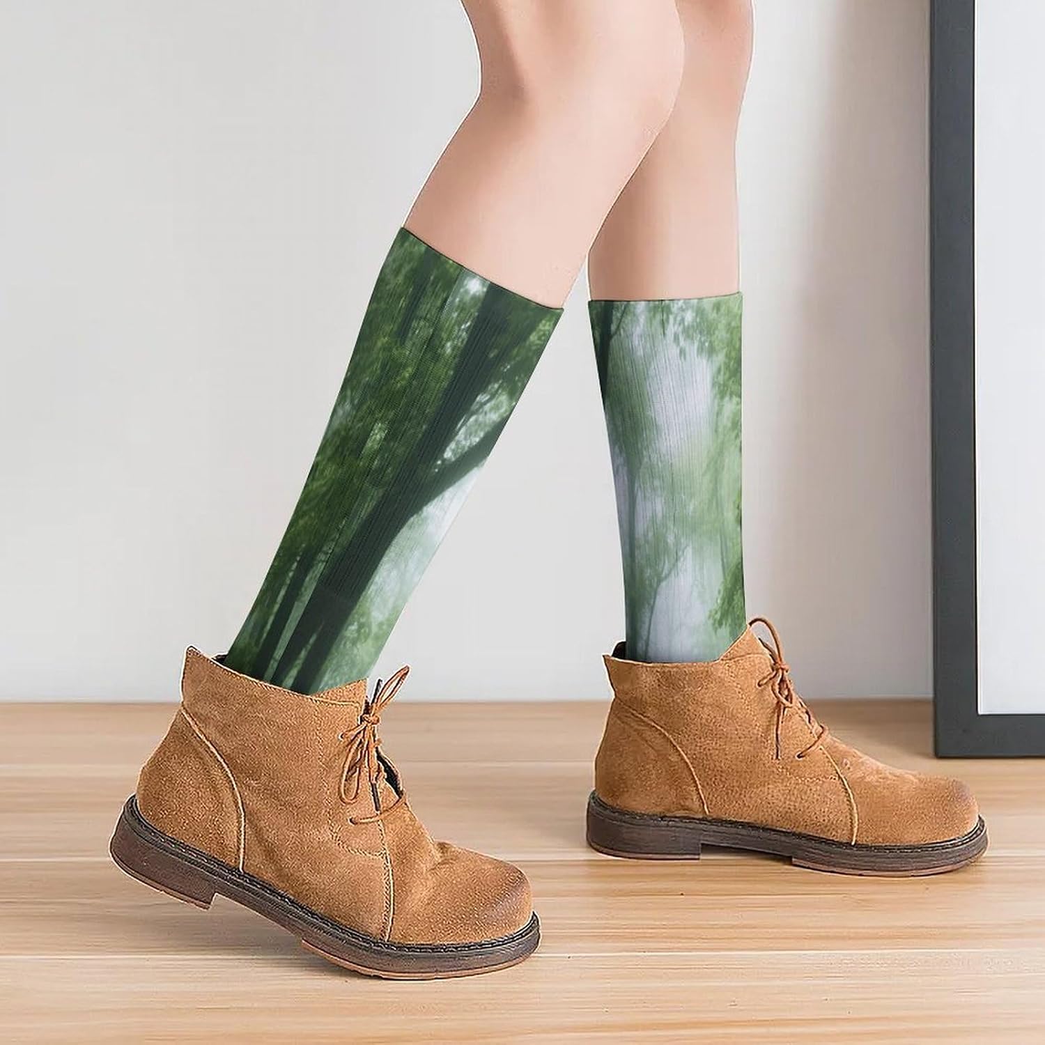 Forest in The Fog Crew Socks High Stocking Thermal Socks | Tube Socks-Breathable-Moisture-Soft-wicking for Hospital Pilates Yoga for women men Grippy for office and daily walking